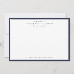 Navy Blue Professional Monogram van het bureau van Notitiekaartje