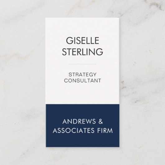 Navy Blue Professioneel Bedrijf Modern Elegant Visitekaartje (Voorkant)