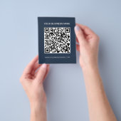 Navy Blue Promotionele QR Code Marketing Flyer (Hand)
