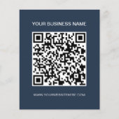 Navy Blue Promotionele QR Code Marketing Flyer (Voorkant)