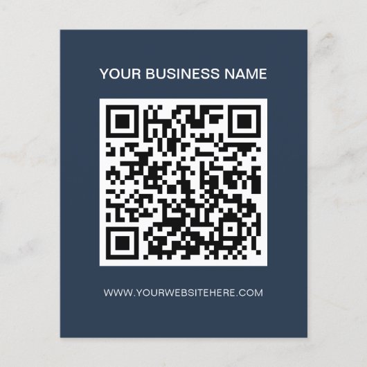 Navy Blue Promotionele QR Code Marketing Flyer (Voorkant)