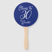 Navy Blue Proost op 30 jaar 30ste verjaardagsfeest Handwaaier (Achterkant)