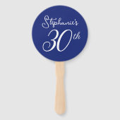 Navy Blue Proost op 30 jaar 30ste verjaardagsfeest Handwaaier (Voorkant)