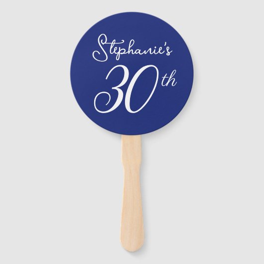 Navy Blue Proost op 30 jaar 30ste verjaardagsfeest Handwaaier (Voorkant)