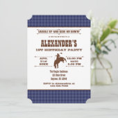 Navy Blue Pset Cowboy Rodeo Birthday Kaart (Staand voorkant)