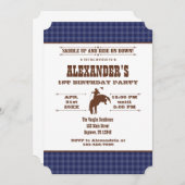 Navy Blue Pset Cowboy Rodeo Birthday Kaart (Voorkant / Achterkant)