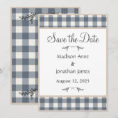 Navy Blue Pset Farmhouse Wreatcountry Save The Date (Voorkant / Achterkant)