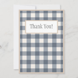 Navy Blue Pset Gingham Country Wedding Bedankkaart