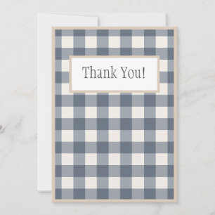 Navy Blue Pset Gingham Country Wedding Bedankkaart