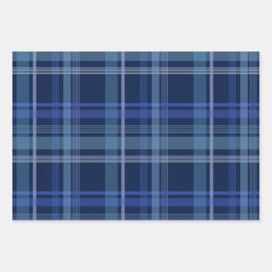 Navy Blue Pset Tartan Cute Retro esthetics Inpakpapier Vel (Voorkant 3)