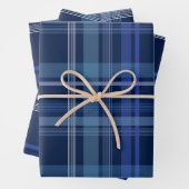 Navy Blue Pset Tartan Cute Retro esthetics Inpakpapier Vel (In situ)