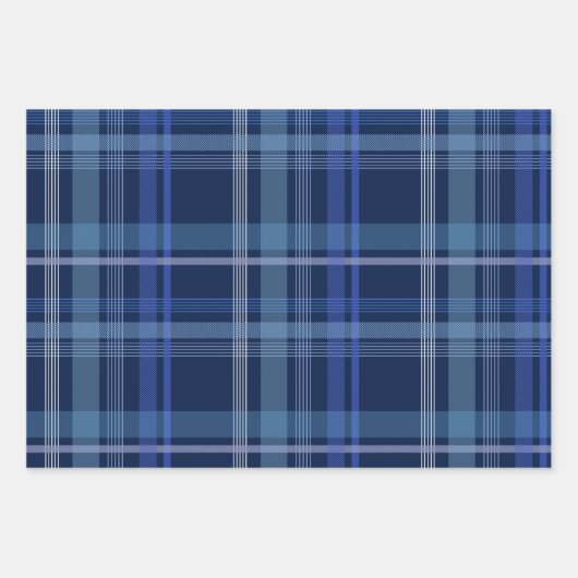 Navy Blue Pset Tartan Cute Retro esthetics Inpakpapier Vel (Voorkant)
