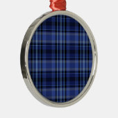 Navy Blue Pset Tartan Metalen Ornament (Rechts)