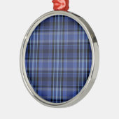 Navy Blue Pset Tartan Metalen Ornament (Links)