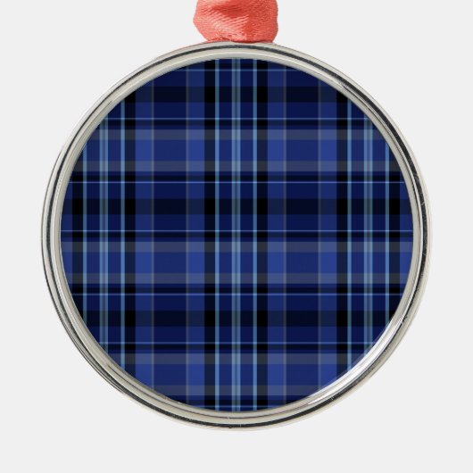 Navy Blue Pset Tartan Metalen Ornament (Voorkant)