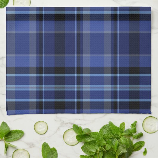 Navy Blue Pset Tartan Theedoek (Gevouwen)