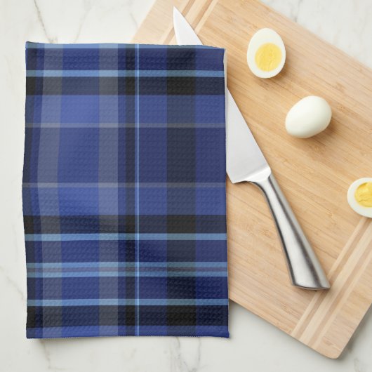 Navy Blue Pset Tartan Theedoek (Quarter Fold)