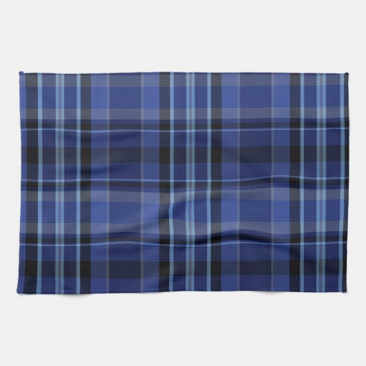 Navy Blue Pset Tartan Theedoek (Horizontaal)