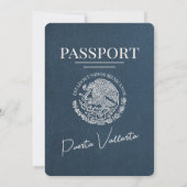 Navy Blue Puerta Vallarta Passport Wedding Kaart (Achterkant)