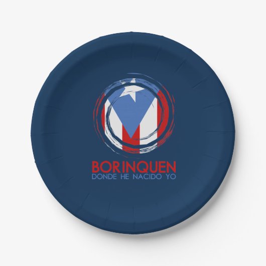 Navy Blue Puerto Rico Borinquen Papieren Bordje (Voorkant)
