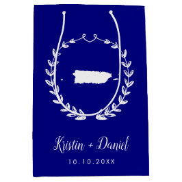 Navy Blue Puerto Rico Map Wedding Welcome Swag Medium Cadeauzakje