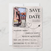 Navy Blue Puerto Rico Passport Save The Date (Achterkant)