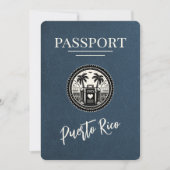 Navy Blue Puerto Rico Passport Save The Date (Voorkant)