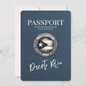Navy Blue Puerto Rico Passport Uitnodiging voor he (Achterkant)