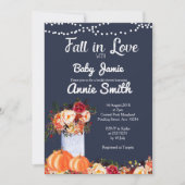 Navy Blue Pumpkin baby shower uitnodiging (Voorkant)