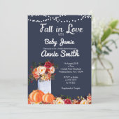 Navy Blue Pumpkin baby shower uitnodiging (Staand voorkant)