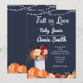 Navy Blue Pumpkin baby shower uitnodiging (Voorkant / Achterkant)