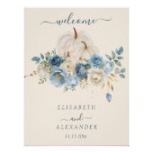 Navy Blue Pumpkin FallinLove Wedding Glossy Poster (Voorkant)