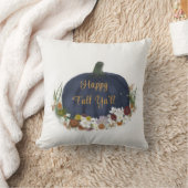 Navy Blue Pumpkin Happy herfst Kussen (Deken)