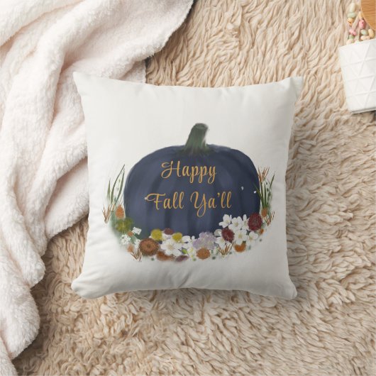 Navy Blue Pumpkin Happy herfst Kussen (Deken)