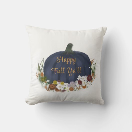 Navy Blue Pumpkin Happy herfst Kussen (Voorkant)
