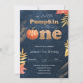 Navy Blue Pumpkin Herfst eerste uitnodiging (Voorkant)