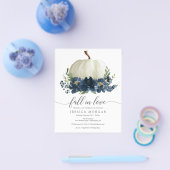 Navy Blue Pumpkin Herfst in Love Vrijgezellenfeest Flyer (Enkel)