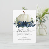 Navy Blue Pumpkin Herfst in Love Vrijgezellenfeest Kaart (Staand voorkant)