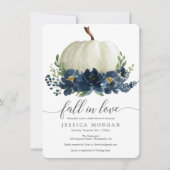 Navy Blue Pumpkin Herfst in Love Vrijgezellenfeest Kaart (Voorkant)