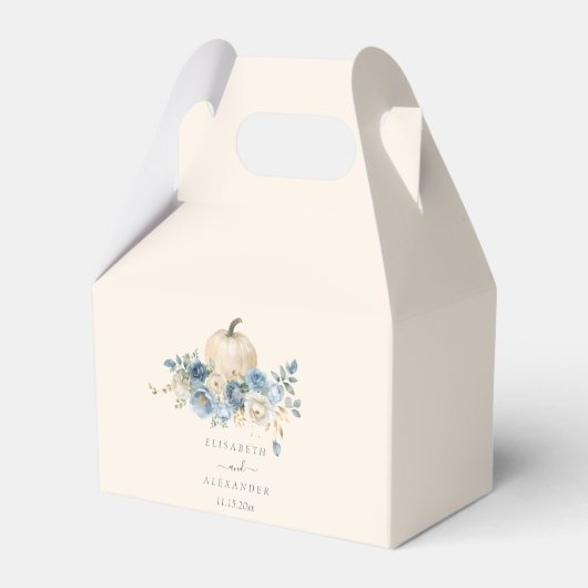 Navy Blue Pumpkin Herfst in Love Wedding Bedankdoosjes (Achterkant)