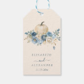 Navy Blue Pumpkin Herfst in Love Wedding Cadeaulabel (Achterkant)