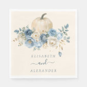 Navy Blue Pumpkin Herfst in Love Wedding Servet (Voorkant)