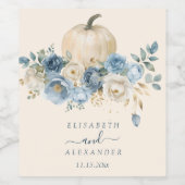 Navy Blue Pumpkin Herfst in Love Wedding Wijn Etiket (Enkel label)