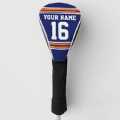 Navy Blue Pumpkin Oranje White Sports Jersey Golfheadcover (Voorkant)