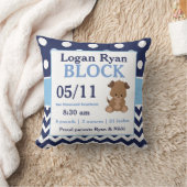 Navy Blue Puppy Baby Announcement Pillow Kussen (Deken)