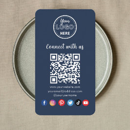 Navy Blue QR Code Connect with US Social Media Visitekaartje