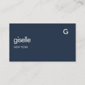 Navy Blue QR Code Faux Gold Folie Monogram Visitekaartje (Voorkant)