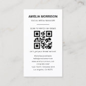 Navy Blue QR Code Foto Minimalist Professional Visitekaartje (Achterkant)