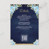 Navy Blue QR Code Gift Registry Baby shower Informatiekaartje (Voorkant)