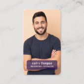 Navy Blue QR Code Photo Connect Modern Visitekaartje (Voorkant)